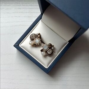 Elegant, Fun Gold and White Crystal Earrings